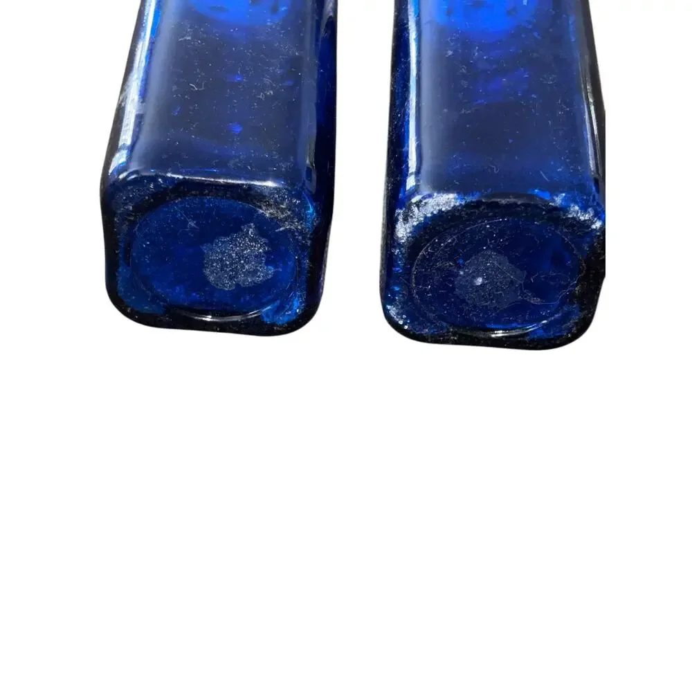 Cobalt Blue Glass Shaker Set With Tops Farmhouse Country